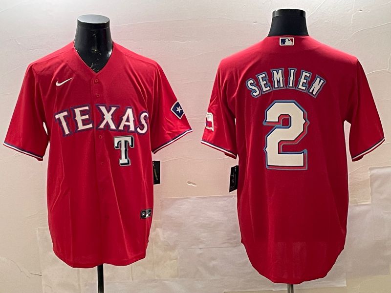 Men Texas Rangers #2 Semien Red Game 2025 Nike MLB Jersey style 3->texas rangers->MLB Jersey